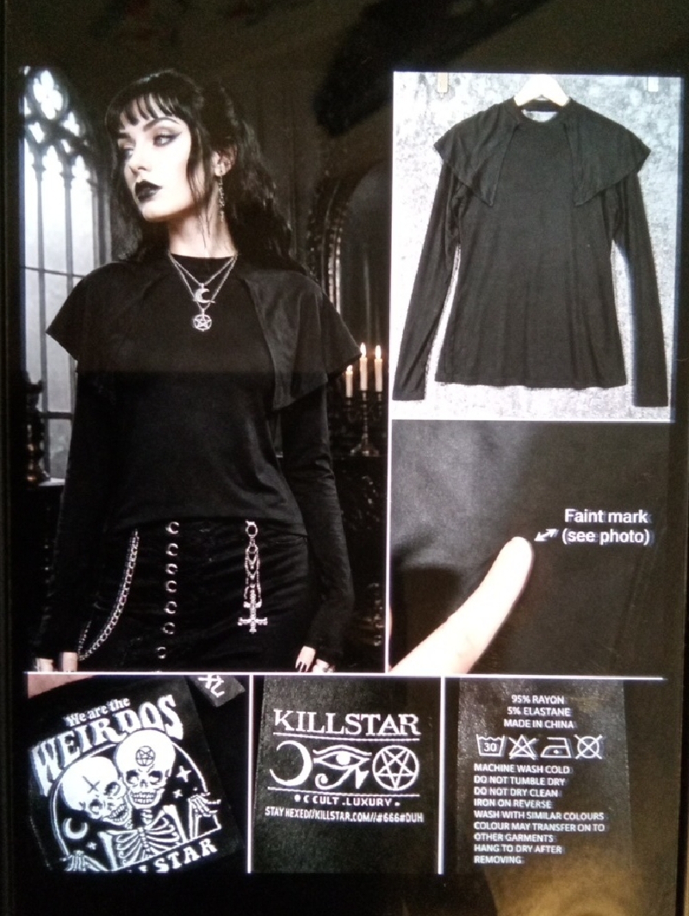 Killstar Long Sleeve Goth Dramatic Cape Ruffle Shoulders Overlay Witchy Womens